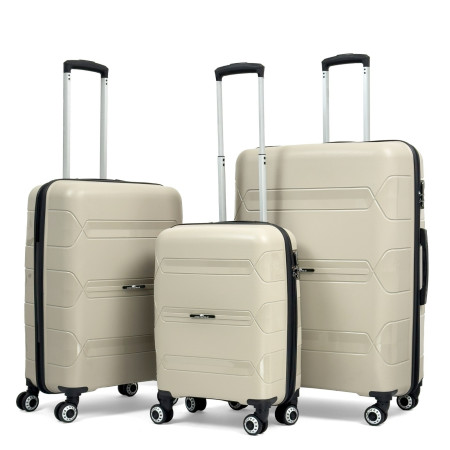 Hotowa Gold PP Valiz 8011 Ekru TSA Kilitli Üçlü Valiz Seti Hotowa Gold PP Valiz 8011 Ekru TSA Kilitli Üçlü Valiz Seti