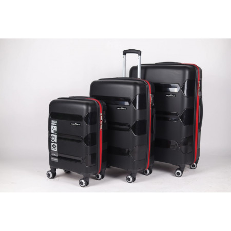 Hotowa Gold PP Valiz 8011 Siyah Kırmızı TSA Kilitli Üçlü Valiz Seti