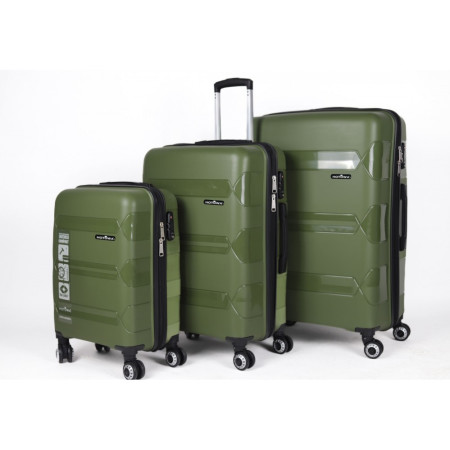 Hotowa Gold PP Valiz 8011 Haki Yeşil TSA Kilitli Üçlü Valiz Seti