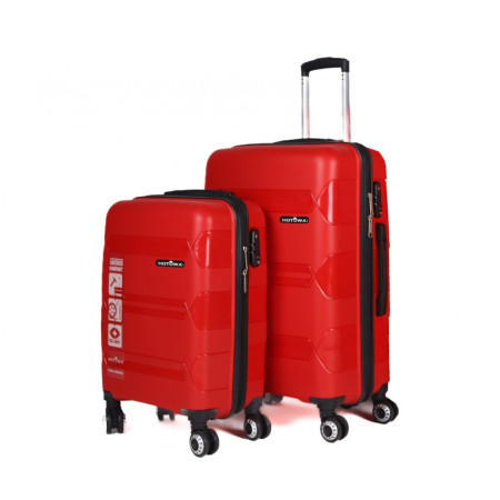Hotowa Gold PP Valiz 8011 Kırmızı TSA Kilitli İkili Valiz Seti